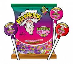 Warheads Super Sour Bubble Gum Pops Assorted Flavours